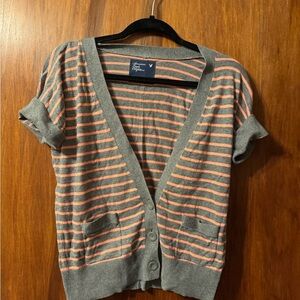 American Eagle Outfitters Short Sleeve Striped Cardigan - Size Large